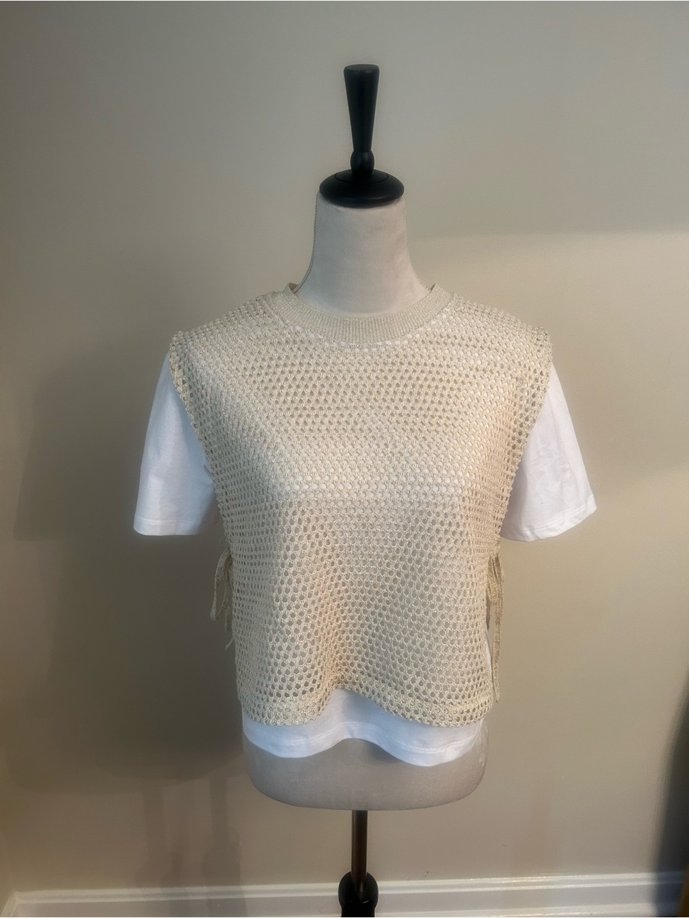 Zara Cream Crochet Knit Tank Layering Top - New With Tags